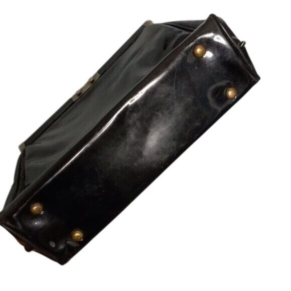 JR Julius Resnick Black Patent Vinyl Handle Bag Kiss-Lock Closure Vintage 1960s - Picture 7 of 7